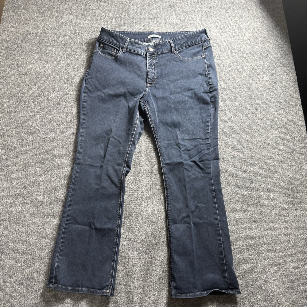 Womens Dark Wash Stretch Denim Jeans Mid Rise Bootcut Pants Size 18 Petite